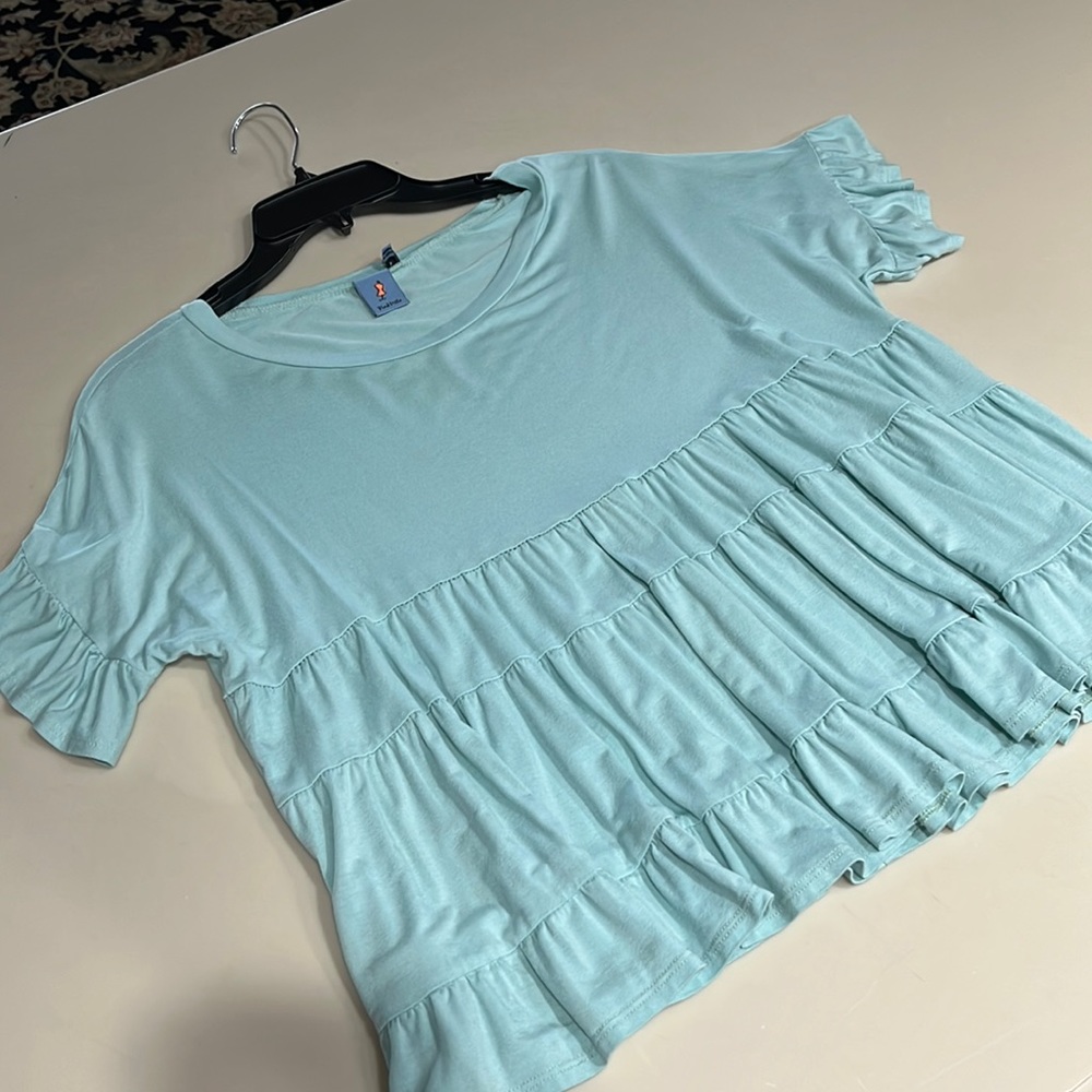 Pink Melo mint green crop top Large